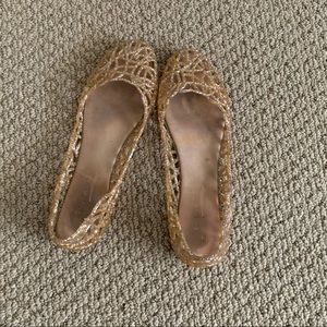 Gold Sparkly Jelly Flats